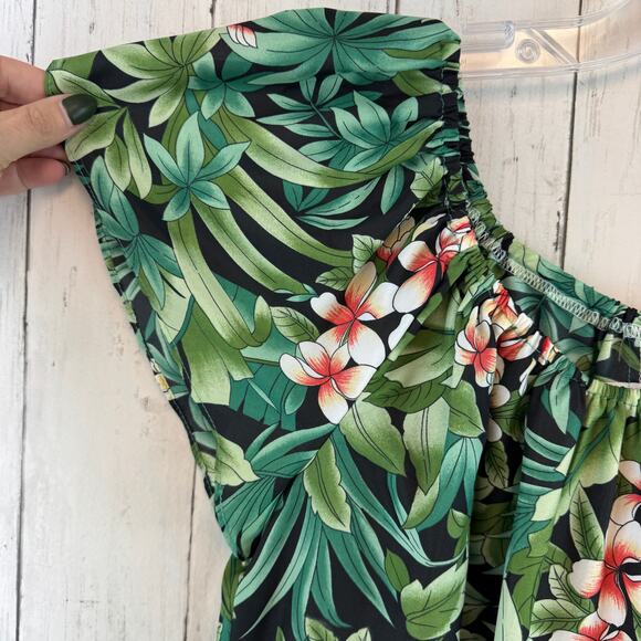 VTG Hilo Hattie Green Tropical Orchid Midi Muumuu Dress Hawaii USA Size Large - Picture 4 of 11